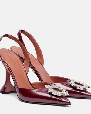 AMINA MUADDI Begum 95 Patent Leather Slingback Pumps - Red