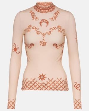 Marine Serre Top Second Skin Aus Jersey - Pink