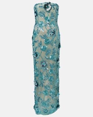 Rachel Gilbert Pierre Embellished Floral-Applique Gown - Green