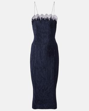 FFORME Lumi Lace-Trimmed Pleated Midi Dress - Blue