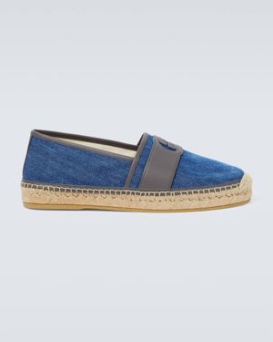 Gucci Gg Cutout Denim Espadrilles - Blue