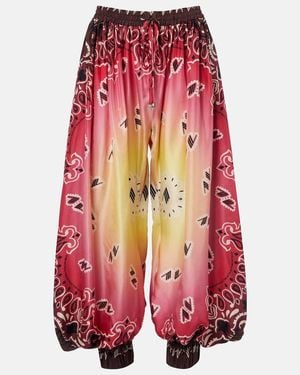 The Attico Printed Silk Balloon Pants - Red