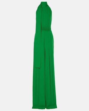 Elie Saab Open-Back Crepe Jumpsuit - Green