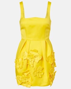 LEO LIN Piper Floral Appliqué Bell Shape Mini Dress - Yellow