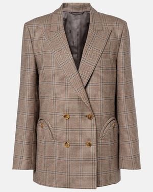 Blazé Milano Everynight Checked Double-Breasted Wool Blazer - Brown