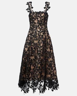 Oscar de la Renta Lace Guipure Cocktail Dress - Black