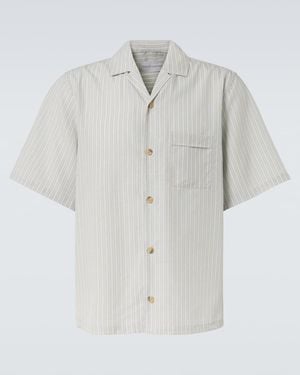 King & Tuckfield Striped Bowling Shirt - White