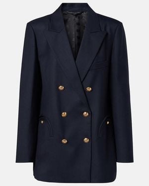 Blazé Milano Alcanara Everynight Double-Breasted Virgin Wool Blazer - Blue