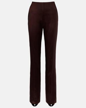 Valentino Silk-Blend Satin Straight Trousers - Brown