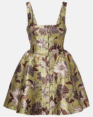 ALÉMAIS Citron Flounce Floral Minidress - Metallic