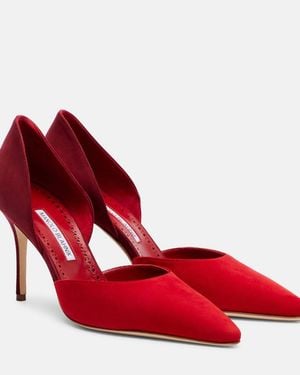 Manolo Blahnik Taylerbinu 90 Suede Pumps - Red