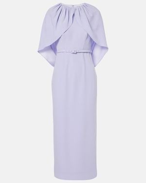 Roland Mouret Caped Crepe Satin Cocktail Dress - Purple