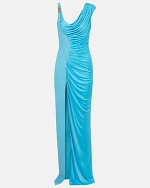 Versace Medusa Draped Gown - Blue