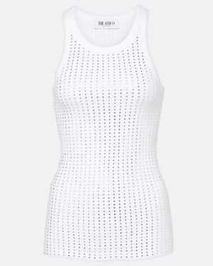 The Attico Embellished Cotton Jersey Top - White