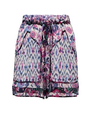 Isabel Marant Riolmy Printed Georgette Shorts - Purple
