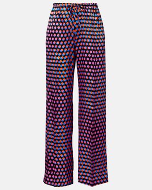 Dries Van Noten Polka-Dot Silk Wide-Leg Trousers - Red