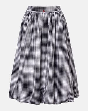 Bananhot Alba Gingham Cotton Poplin Midi Skirt - Blue