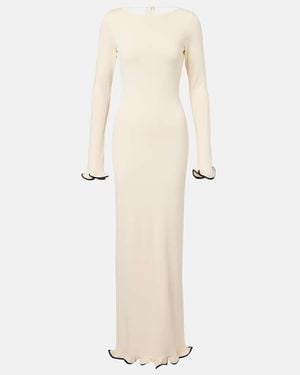 SAME Knitted Ruffled Maxi Dress - Natural