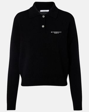 Givenchy Logo Wool And Cashmere Polo Sweater - Black