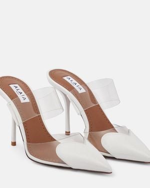 Alaïa Leather Coeur Mules 90 - White