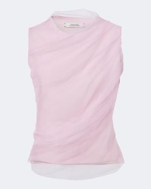 Dorothee Schumacher Layered Draped Jersey And Tulle Top - Pink