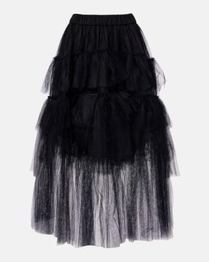 Simone Rocha Ruffled Tulle Midi Skirt - Black