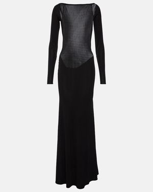 Alex Perry Open-Back Jersey Gown - Black