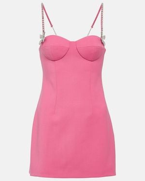 Area Embellished Wool Minidress - Pink