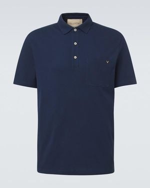 Valentino Vgold Cotton Pique Polo Shirt - Blue