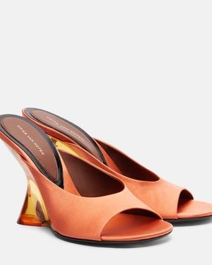 Dries Van Noten Satin Wedge Mules - Brown