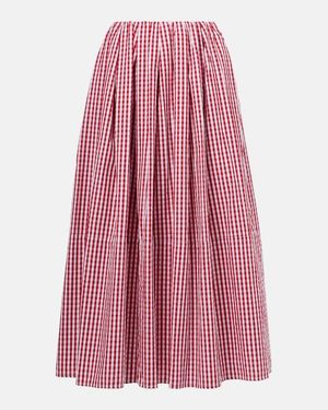 Faithfull the Brand Solinas Gingham Cotton Poplin Midi Skirt - Pink