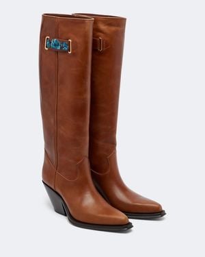 Chloé Azelan Leather Knee-High Boots - Brown