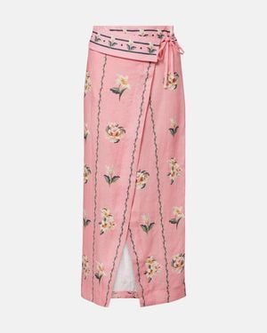 Agua Bendita Tierra Floral Linen Beach Cover-Up - Pink
