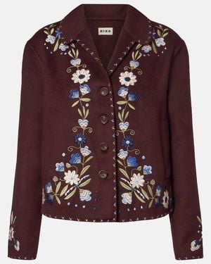 RIXO London Jude Embroidered Wool-Blend Jacket - Purple