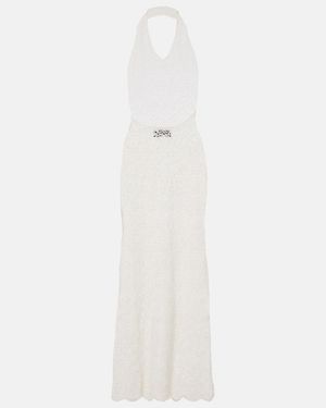 Nili Lotan Eddie Crochet Halterneck Cotton Maxi Dress - White