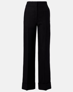 Valentino Wool And Silk Wide-Leg Trousers - Black