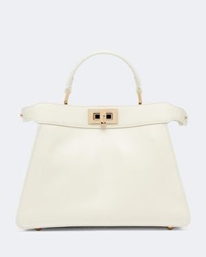 Fendi Henkeltasche Peekaboo Small Aus Leder - Weiß