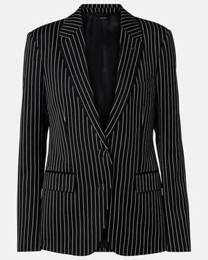 Tom Ford Pinstripe Wool And Cotton Blazer - Black