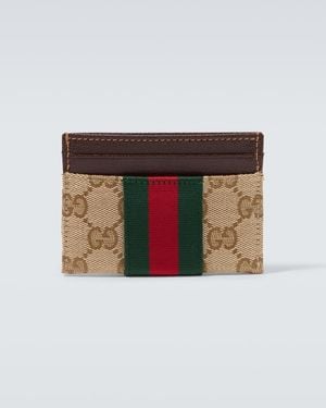 Gucci Tarjetero Gg Canvas Con Web - Blanco