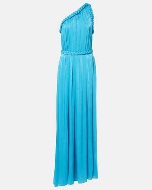 Costarellos Isilda Lame Georgette One-Shoulder Gown - Blue