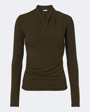 Vince Fixed Jersey Wrap Top - Green