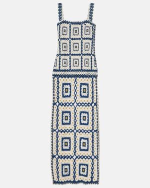 ALÉMAIS Dolly Crochet Cotton Maxi Dress - Blue
