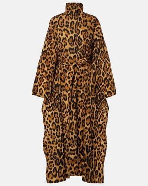 Alaïa Animal-Print Taffeta Trench Coat - Brown