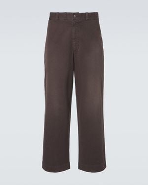 A.PRESSE Vintage Cotton Wide-Leg Trousers - Brown