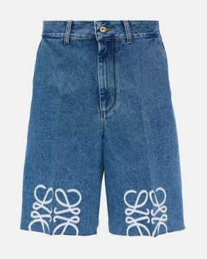 Loewe Denim Anagram Shorts - Blue