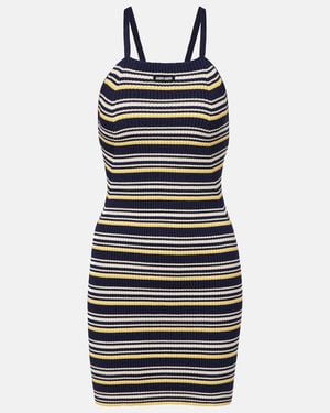 Miu Miu Striped Cotton-Blend Minidress - Black