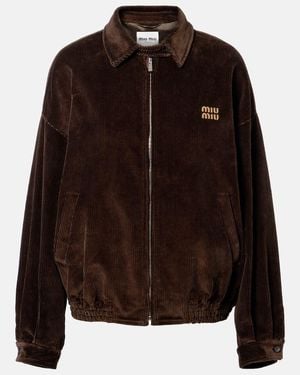 Miu Miu Oversized Cotton Corduroy Blouson Jacket - Brown