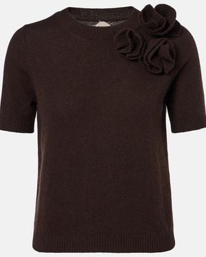 Jardin Des Orangers Pullover Aus Wolle Und Kaschmir Mit Floraler Applikation - Schwarz