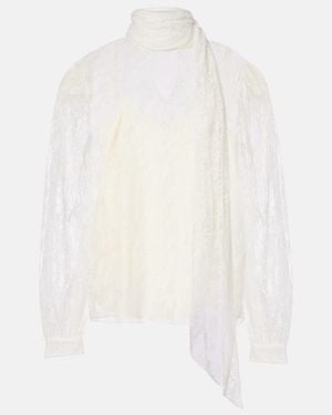 Gucci Scarf-Detail Sheer Floral Blouse - White