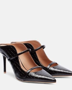 Malone Souliers Maureen 85 Croc-Effect Leather Court Shoes - Black